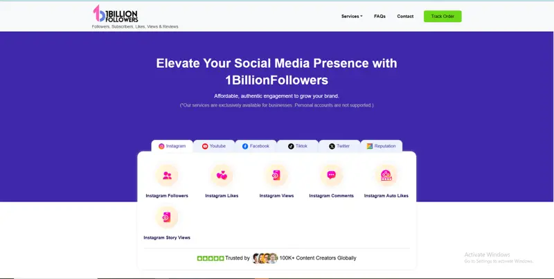 1billionfollowers website screenshot